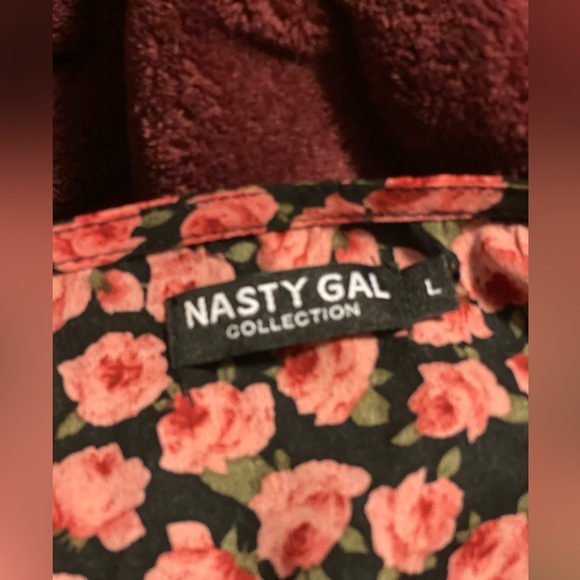 Nasty Gal Rose Floral Mini Wrap Dress Large - Picture 4 of 4